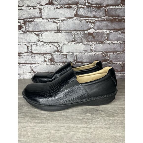 Alegria Oz Black Wave Leather Slip On Wedge Clogs Shoes Men Sz 47EU/13.5M US - Picture 1 of 16